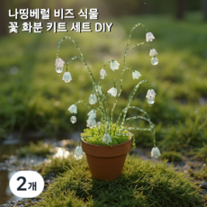 나띵베럴 비즈식물 꽃 화분 키트 세트 DIY, 2개, 화이트 물방울 꽃