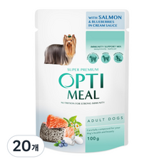 옵티밀 파우치 어덜트독 연어&블루베리 크림소스, 100g, 20개, 연어+채소