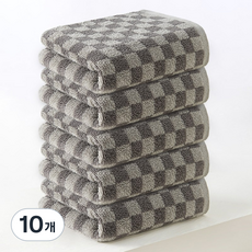 록신 데일리 체크 세면타월 40수 코마사 호텔수건 타월 부드러운 수건, 10개, 그레이