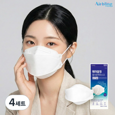 에어블링 KF94 마스크 대형 국산 황사 방역 미세먼지 차단 일회용 3D 입체 숨쉬기편한 개별포장, 25매입, 4세트, 화이트