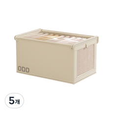 오드상회 투명창 커버형 정리함 수납정리함 의류정리함, 베이지, 5개