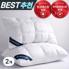 로이잠 빵빵한 고급 향균 숙면 호텔 베개, 2개, 엣지화이트