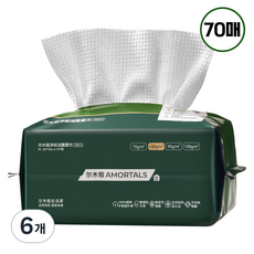 아모탈스 휴대용 페이스타올 일회용 여행용 도톰한 헬스 캠핑 미용 타월 먼지없는 수건, 6개, 70매입