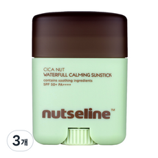 넛세린 시카 넛 선스틱 카밍 쿨링 워터드 SPF50+ PA++++ 미백 주름개선 끈적임 없는 온가족 썬스틱, 20g, 3개
