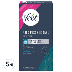 veet 프로페셔널 바디 왁스 스트립 민감성 피부용 20매, 20g, 5개