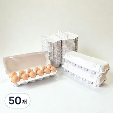 계란 상자 재활용 종이 판지 견고하고 재사용 가능 최대 XL 닭고기 달걀 보관, 50개, 하얀색