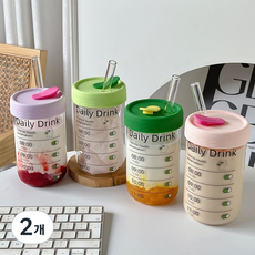 웨더 대용량 파스텔 콜드 컵 수분루틴컵 다이어트컵 I 여름필수아이템 수분보충, 보라, 2개