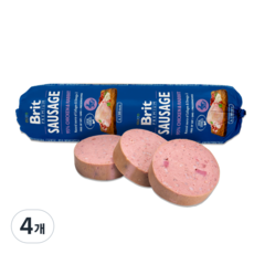 브릿 프리미엄 독 화식 강아지 사료 소세지, 4개, 800g, 닭고기 + 토끼고기