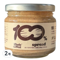 홀넛 리얼100 아몬드 버터 아몬드 스프레드 무가당 100%, 2개, 200g