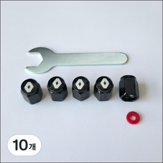 르노 타이어 에어 밸브캡 마개 블랙 렌치 포함, 검정, 5개