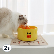 라인프렌즈 코코시루 고양이 강아지식기매트 CL30SM 논슬립 실리콘 매트, 2개