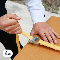 튼튼한 초강력 깔깔이바 캠버클 화물차 고정바 스트랩 (고급형), 4개, 5M 노랑