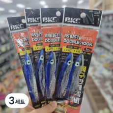 백경 BK-888 만쿨채비 대구라바 8개 8P (2개입*4) 실버블루 왕대구 대구지깅 쌍바늘 홀로그램어피 꼴뚜기루어, 3세트, 8개입