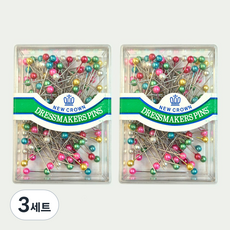 NEW CROWN 국산 진주핀 진주시침핀 원단고정 시침용, 3개, 진주핀(혼합)2개입