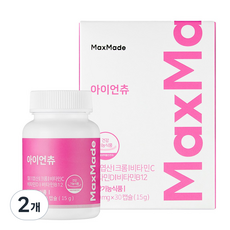 맥스메이드 아이언츄 철분제 1개월 임산부 어린이 여성 젤리 츄어블, 30정, 2개