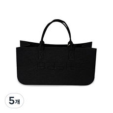 Bdoit 빅사이즈 장바구니 토트백 답례품 선물 가방 가벼운 부직포 펠트백, 5개, 블랙