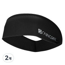 레인코어 메쉬 스포츠 헤어밴드 5가지 컬러 (국내생산) 프리미엄 쿨링 남성 여성 헤드밴드 땀흡수 머리띠 러닝 헬스 등산 축구 테니스, BLACK, 2개