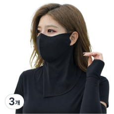 이저 자외선 차단 쿨 마스크 팔토시 세트, 블랙, 3개