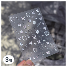 키라데이 오로라 포인트 글리터 네일스티커, 3개, 파스텔실버