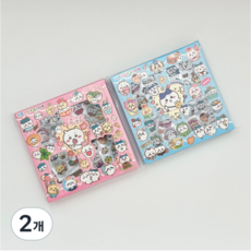 [아띠엘] 짱구 치이카와 먼작귀 캐릭터 스티커 종합 선물세트 다꾸족 폰꾸 다이어리 꾸미기 씰스티커, 2개, 치이카와(블루)