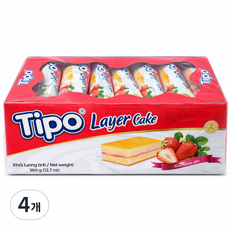 베트남 티포 레이어 케익 딸기맛, 4개, 360g