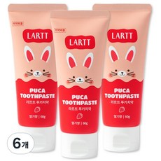 라르트 푸카 무계면 어린이 불소 키즈 치약 딸기향, 6개, 60g