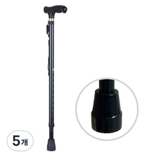앤시오 가벼운 어르신 지팡이 미끄럼방지, 단일, 5개, 블랙