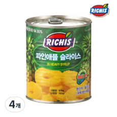 리치스 슬라이스 파인애플 통조림, 4개, 836g