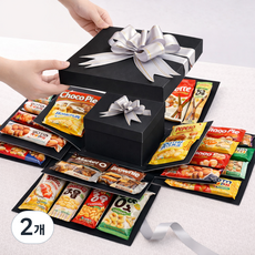 스마일파티 5단 겹겹이 서프라이즈 선물 용돈 이벤트 박스 상자, 2개, 블랙