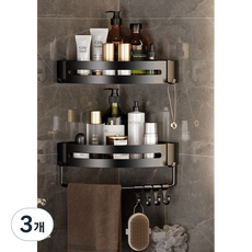 욕실 코너선반 수납 무타공 화장실 2단구성, 3개, 실버