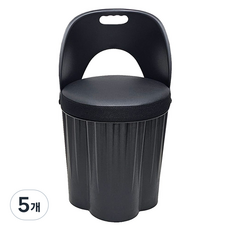 천하퍼니처 국내생산 수납 스툴의자 고깃집 옷보관 깡통의자 바디 블랙, 블랙/블랙, 5개