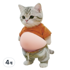 시바견 고양이 스티커 문콕 충돌방지 자파믹스 말랑이 장난감, 뱃살고양이, 4개