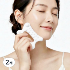 코코 붓기제로 괄사 마사지기 얼굴 바디 목 림프 두피 승모근 지압 마사지 전신 디톡스 도구, 화이트, 2개