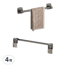 80factory 무타공 욕실 수건 타월 걸이, 블랙,40cm, 4개