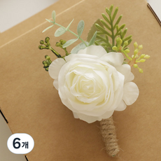 봄부쿠 조화 코사지 남자 부토니에 행사용 꽃사지, 6개, 화이트