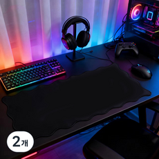 물결 놀이 꾸며요. 테이블 매트 400x900x2MM, 2개, 블랙