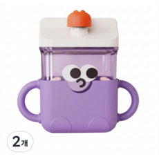 최본 손잡이 빨대컵, 퍼플, 2개, 300ml