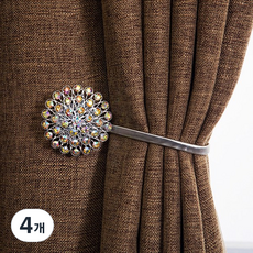 1+1 크리스탈 커튼집게 커튼홀더 타이백 자석 커튼홀더 인테리어, 4개, 화이트