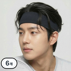 블랙코어 스포츠 헤어밴드 땀흘림방지 초강력 땀흡수 쿨링 러닝, 6개, 블랙