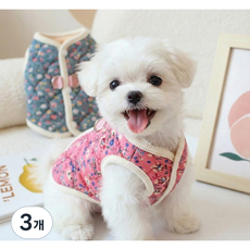 해피조슈아 강아지 김장 누빔 할머니 하네스 조끼, 마미 핑크, 3개