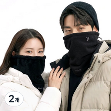[VOLVIK] 볼빅 V로고 솔리드 프리미엄 겨울 방한 골프 넥워머, 블랙, 2개