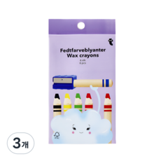 플라잉타이거 코펜하겐 고급 우드 크레용 유성 6색 어린이집 유치원 크리스마스 생일 선물, 3개