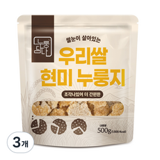 누룽담다 쌀눈이 살아있는 우리쌀 현미 누룽지, 3개, 500g