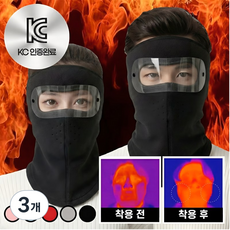 KC인증 리에라벨 페이스 풀가드 방한 마스크 고글, 시크블랙(넥가드형), 3개, 2개입