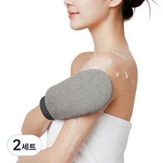 스탠다드엔 2세대 때밀이 타올 때타올 샤워타올, 2세트, 2개입, 하드(시원한 전문가용), 그레이