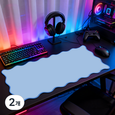 물결 놀이 꾸며요. 테이블 매트 400x900x2MM, 2개, 푸른 색