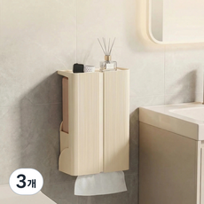 픽코어 벽부착 휴지 케이스 티슈흡착보관함 대용량 티슈함, 3개