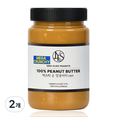 야스티 순 땅콩버터 크런치 100% 무첨가, 2개, 500g