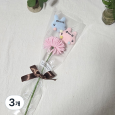 퐁퐁국화인형꽃다발 졸업꽃다발 한송이 단체꽃다발 미니꽃다발, 3개, 핑크