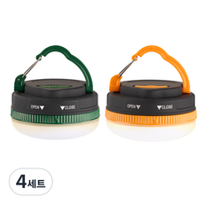 타닥 미니 텐트 랜턴 LED 방수 캠핑 조명 2p 세트, 그린+오렌지, 4세트